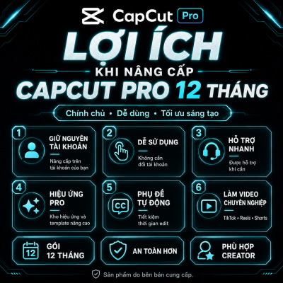 Nâng Cấp CapCut Pro 12 Tháng
